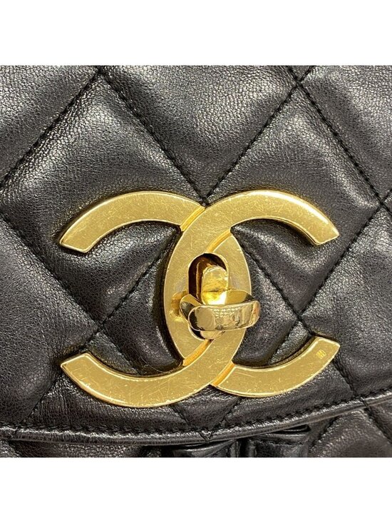 Chanel Backpack Quilted Lambskin Black Gold main image 6